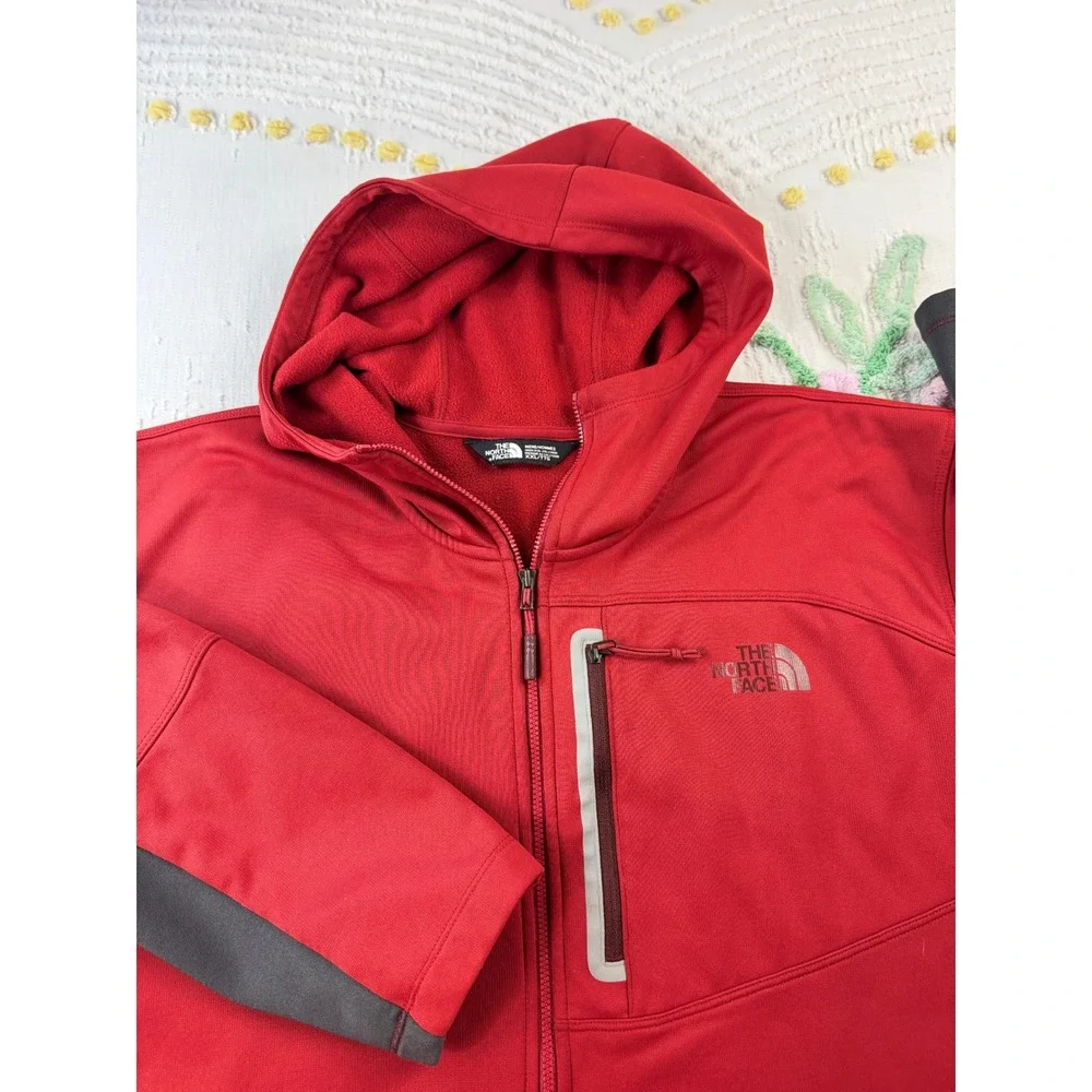 The North Face Mens Red Full Zip Softshell Hoodie‎ Jacket XXL/TTG Fleece Lined